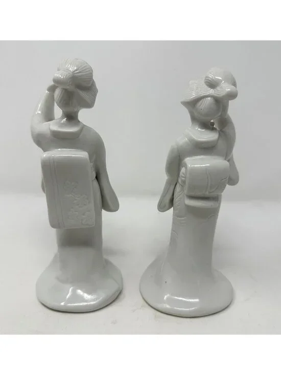 Vintage HOMCO Porcelain Blanc Du Chine Geisha Asian Figurines Set of 2 #1443 - Picture 3 of 9